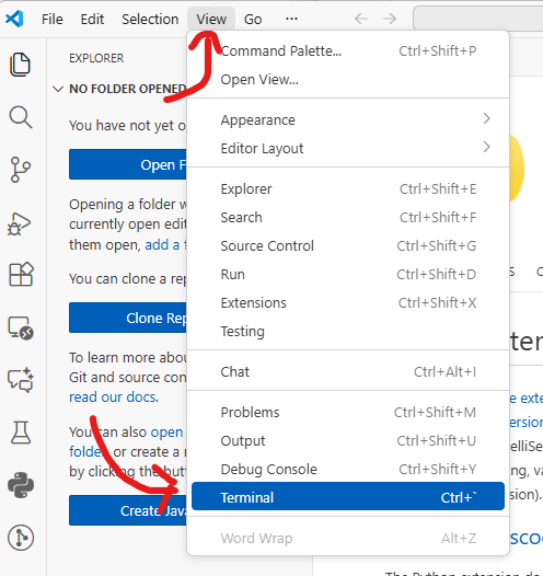 VS Code Open Terminal